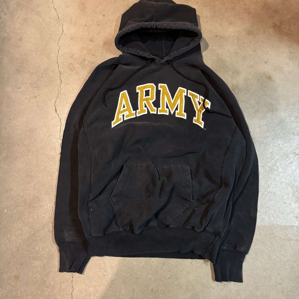Black Hooded Sweater with Kangaroo Pocket and Bold Text